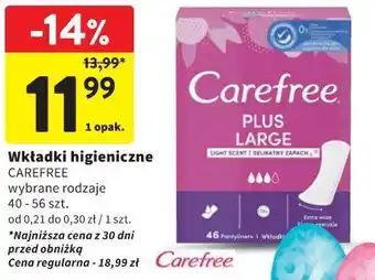 Intermarche Wkładki higieniczne Carefree oferta