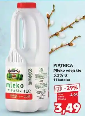 Kaufland PIĄTNICA Mleko wiejskie 3,2% tł. 1 l butelka oferta