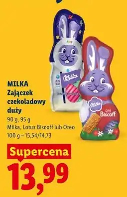 Lidl Zajączek czekoladowy duży 90 g, 95 g Milka, Lotus Biscoff lub Oreo oferta