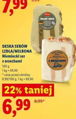 Lidl DESKA SERÓW LIDLA/MILBONA Niemiecki ser z orzechami oferta