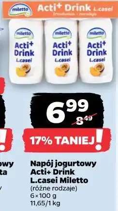 Netto Napój jogurtowy Acti+ Drink L.casei Miletto oferta