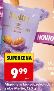 Biedronka Migdały w białej czekoladzie z ube Meltié oferta