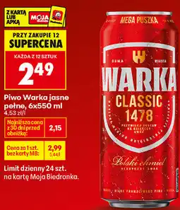 Biedronka Piwo Warka jasne pełne oferta
