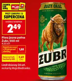 Biedronka Piwo jasne pełne Żubr oferta