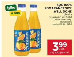 Stokrotka SOK 100% POMARAŃCZOWY WELL DONE 1 l butelka oferta