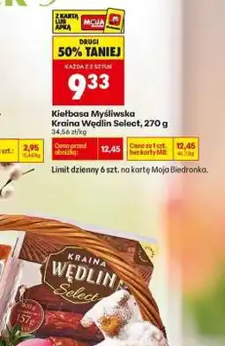 Biedronka Kiełbasa Myśliwska Kraina Wędlin Select, 270 g oferta
