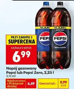 Biedronka Napój gazowany Pepsi lub Pepsi Zero, 2,25 l oferta