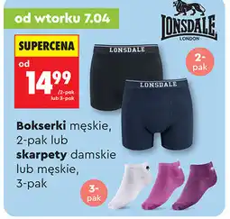 Biedronka Bokserki męskie Lonsdale, 2-pak lub skarpety damskie lub męskie Lonsdale, 3-pak oferta