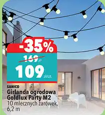 Biedronka SANICO Girlanda ogrodowa Goldlux Party M2 10 mlecznych żarówek, 6,2 m oferta