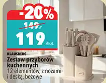 Biedronka Zestaw przyborów kuchennych Klausberg 12 elementów, z nożami i deską, beżowe oferta
