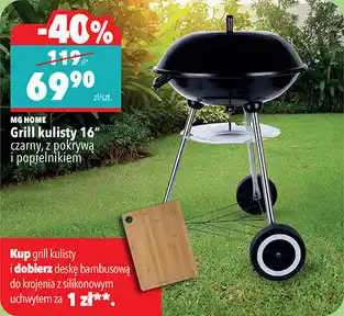 MG HOME Grill kulisty 16 czarny, z pokrywą i popielnikiem