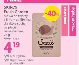 Hebe Maska do twarzy z filtrem ze ślimaka dla skóry suchej na plácie z bawełnianym Fresh Garden oferta