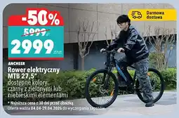 Biedronka Rower elektryczny MTB 27,5 dostępne kolory: czarny z zielonym lub niebieskim elementami oferta