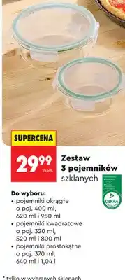 Biedronka Zestaw 3 pojemników szklanych oferta