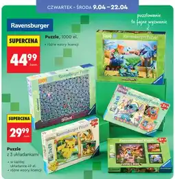 Biedronka Puzzle z 3 układankami, w każdej układance 49 el., różne wzory licencji oferta