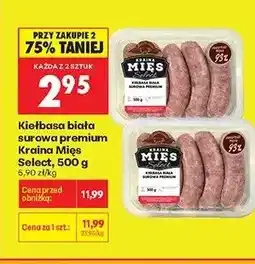 Biedronka Kiełbasa biała surowa premium Kraina Miss Select oferta
