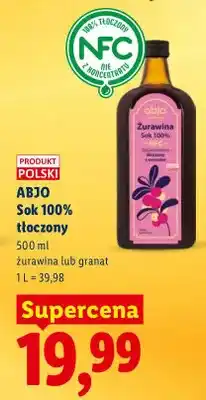 Lidl Sok 100% tłoczony żurawina oferta