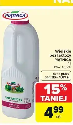 Carrefour Wiejskie bez laktozy PIĄTNICA 1 l zaw. tł. 2% oferta