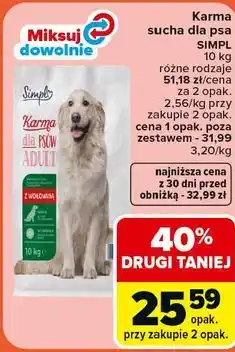Carrefour Karma sucha dla psa SIMPL 10 kg różne rodzaje oferta