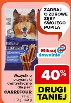 Carrefour Wszystkie przysmaki dentystyczne dla psa* CARREFOUR 28 szt. 110 g, 180 g oferta