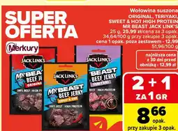 Carrefour Wołowina suszona ORIGINAL, TERIYAKI, SWEET & HOT HIGH PROTEIN MR BEAST JACK LINK'S oferta