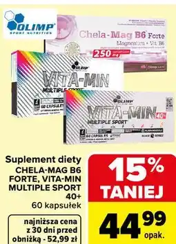 Carrefour Suplement diety CHELA-MAG B6 FORTE, VITA-MIN MULTIPLE SPORT 40+ 60 kapsułek oferta