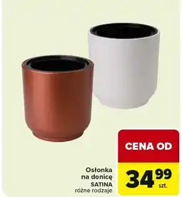 Carrefour Osłonka na donicę Satina różne rodzaje oferta