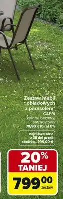 Carrefour Zestaw mebli obiadowych z parasolem Capri oferta