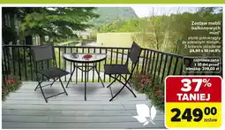 Carrefour Zestaw mebli balkonowych mini stolik półokrągły ze szklanym blatem, 2 krzesła składane oferta