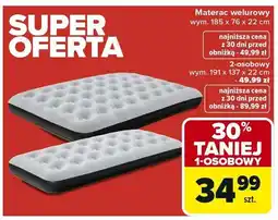 Carrefour Materac welurowy 1-osobowy wym. 191 x 137 x 22 cm oferta