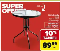 Carrefour Stół okrągły Vigo blat ze szkła hartowanego oferta