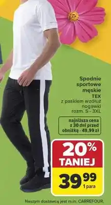 Carrefour Spodnie sportowe męskie z paskiem wzdłuż nogawki oferta