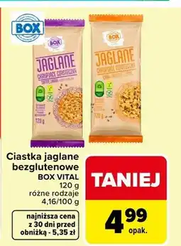 Carrefour Ciastka jaglane bezglutenowe Box Vital różne rodzaje oferta