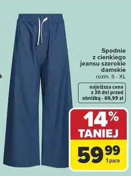Carrefour Spodnie z cienkiego jeansu szerokie damskie oferta