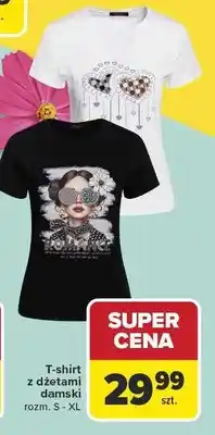 Carrefour T-shirt z dzianiny damski oferta