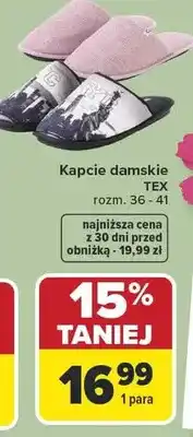 Carrefour Kapcie damskie TEX 15% taniej oferta