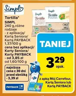 Carrefour Tortilla Simpl różne rodzaje oferta