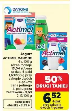 Carrefour Jogurt Actimel różne rodzaje oferta