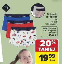 Carrefour Bokserki chłopięce TEX 3-pak różne wzory 20% taniej oferta