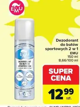 Carrefour Dezodorant do butów sportowych z jonami srebra 2w1 Emu oferta