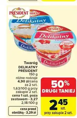 Carrefour Twaróg delikatny z rzodkiewką President oferta