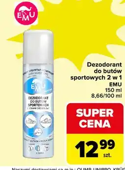 Carrefour Dezodorant do butów sportowych z jonami srebra 2w1 Emu oferta