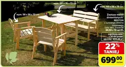Carrefour Zestaw mebli drewnianych reston: stół + ławka 2 fotele oferta
