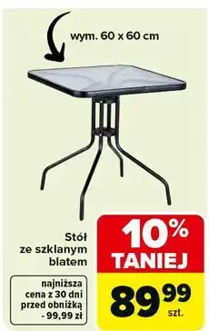 Carrefour Stół ze szklanym blatem 60 x cm oferta