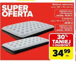 Carrefour Materac welurowy 2-osobowy 191 x 137 22 cm oferta