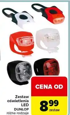 Carrefour Zestaw oświetlenia rowerowego led Dunlop oferta