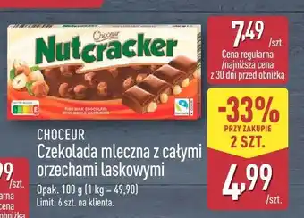 ALDI Czekolada mleczna z całymi orzechami laskowymi Choceur oferta