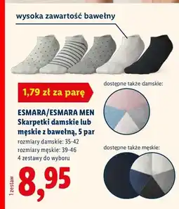 Lidl Skarpetki damskie lub męskie z bawełną, 5 par oferta