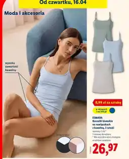 Lidl Koszulki damskie na ramiączkach z bawełną, 3 sztuki oferta