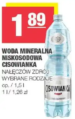 Spar Woda mineralna niegazowana Cisowianka oferta